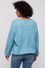 Blue Basic Drop Shoulder Sweater