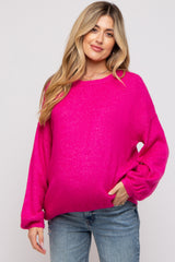 Fuchsia Basic Drop Shoulder Maternity Sweater