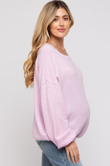 Light Pink Basic Drop Shoulder Maternity Sweater