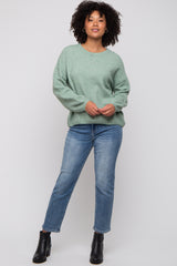 Mint Green Basic Drop Shoulder Sweater