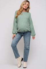 Mint Green Basic Drop Shoulder Maternity Sweater