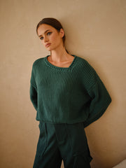 Green Asymmetrical Sweater