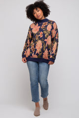 Navy Blue Floral Sweater