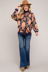 Navy Blue Floral Maternity Sweater