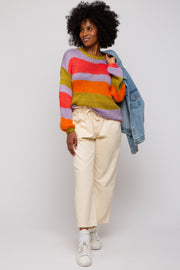 Multi-Color Striped Thick Knit Sweater