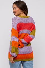 Multi-Color Striped Thick Knit Maternity Sweater