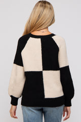 Black Checkered Long Sleeve Maternity Sweater