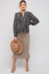 Black Animal Print Long Sleeve Maternity Blouse