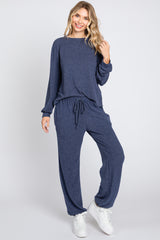 Navy Soft Knit Brushed Long Sleeve Maternity Lounge Set