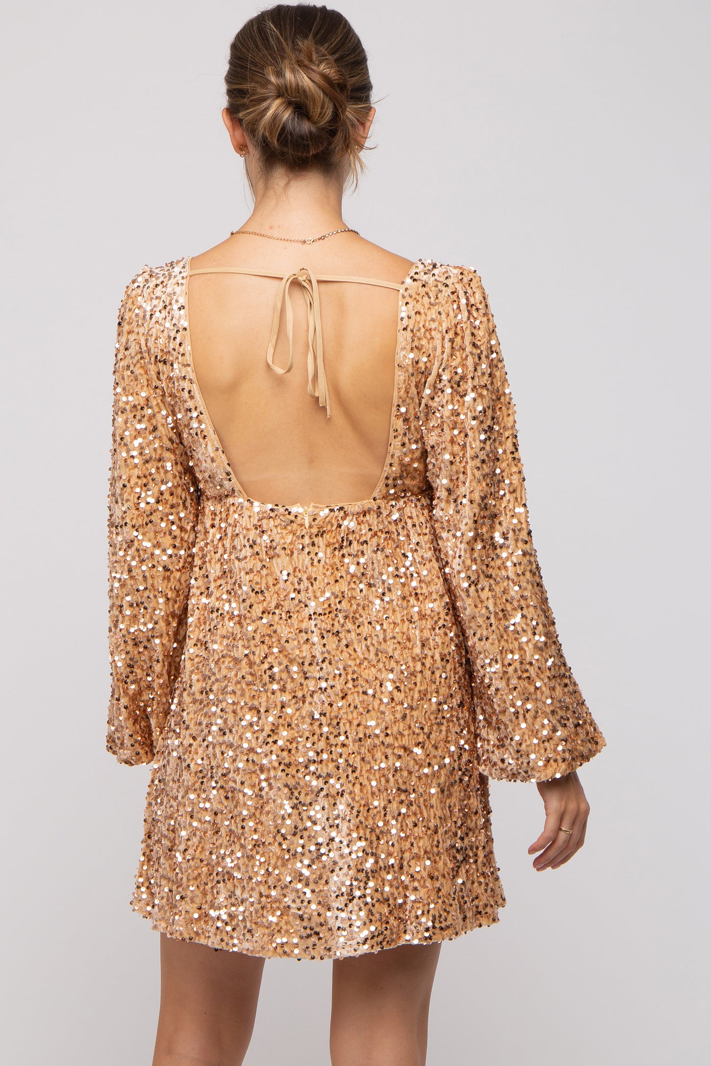 Gold Sequin Long Sleeve Wrap Maternity Maxi Dress– PinkBlush