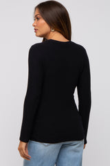 Black Soft Brushed Maternity Long Sleeve Top