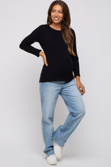 Black Soft Brushed Maternity Long Sleeve Top