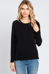 Black Soft Brushed Maternity Long Sleeve Top