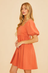 Rust Square Neck Maternity Mini Dress