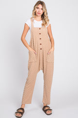 Taupe Checkered Soft Knit Overall