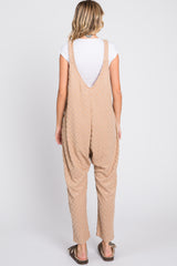 Taupe Checkered Soft Knit Overall