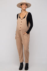 Taupe Checkered Soft Knit Maternity Overall