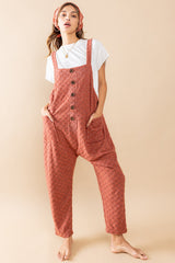 Rust Checkered Soft Knit Maternity Overall