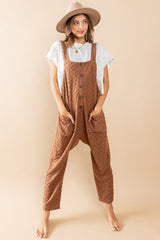 Brown Checkered Soft Knit Overall