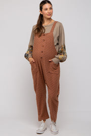 Brown Checkered Soft Knit Maternity Overall