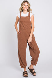 Mocha Front Pocket Knit Overalls