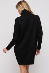 Black Turtleneck Maternity Sweater Mini Dress