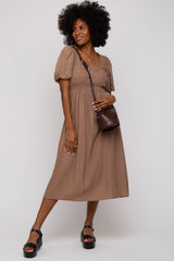 Mocha Square Neck Maternity Midi Dress