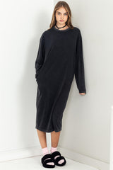 Black Oversized Maternity Sweatshirt Midi Dress