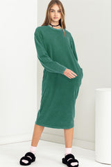 Green Oversized Maternity Sweatshirt Midi Dress