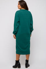 Green Oversized Maternity Sweatshirt Midi Dress