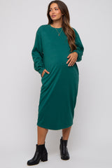 Green Oversized Maternity Sweatshirt Midi Dress