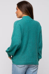 Teal Mock Neck Maternity Sweater