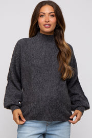 Charcoal Mock Neck Maternity Sweater