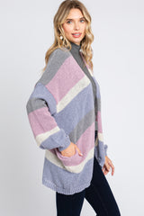 Multi-Color Striped Open Knit Cardigan