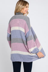 Multi-Color Striped Open Knit Cardigan