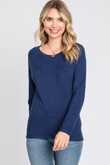 Navy Basic Raglan Sleeve Maternity Sweater Top