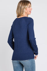 Navy Basic Raglan Sleeve Sweater Top