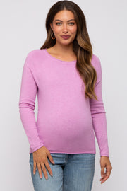 Mauve Basic Raglan Sleeve Maternity Sweater Top