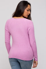 Mauve Basic Raglan Sleeve Sweater Top