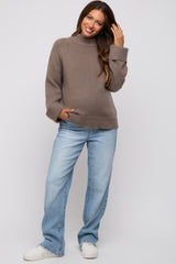 Mocha Mock Neck Maternity Sweater