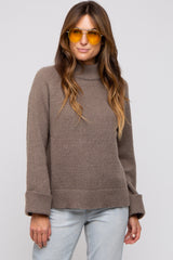 Mocha Mock Neck Maternity Sweater