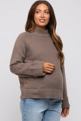 Mocha Mock Neck Maternity Sweater