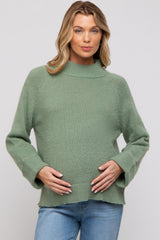 Green Mock Neck Maternity Sweater