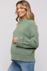 Green Mock Neck Maternity Sweater