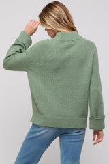 Green Mock Neck Maternity Sweater