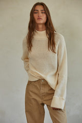 Cream Mock Neck Maternity Sweater