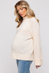 Cream Mock Neck Maternity Sweater