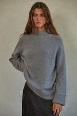 Grey Mock Neck Maternity Sweater