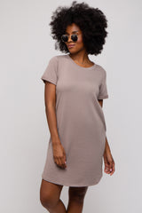 Mocha French Terry Cuffed Short Sleeve Dress