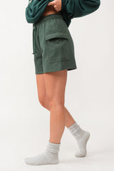 Forest Green Side Pocket Drawstring Sweat Shorts